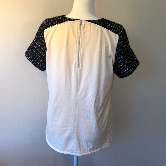 J. Crew T-Shirt with Tweed Sleeves - M - Picture 4 of 5